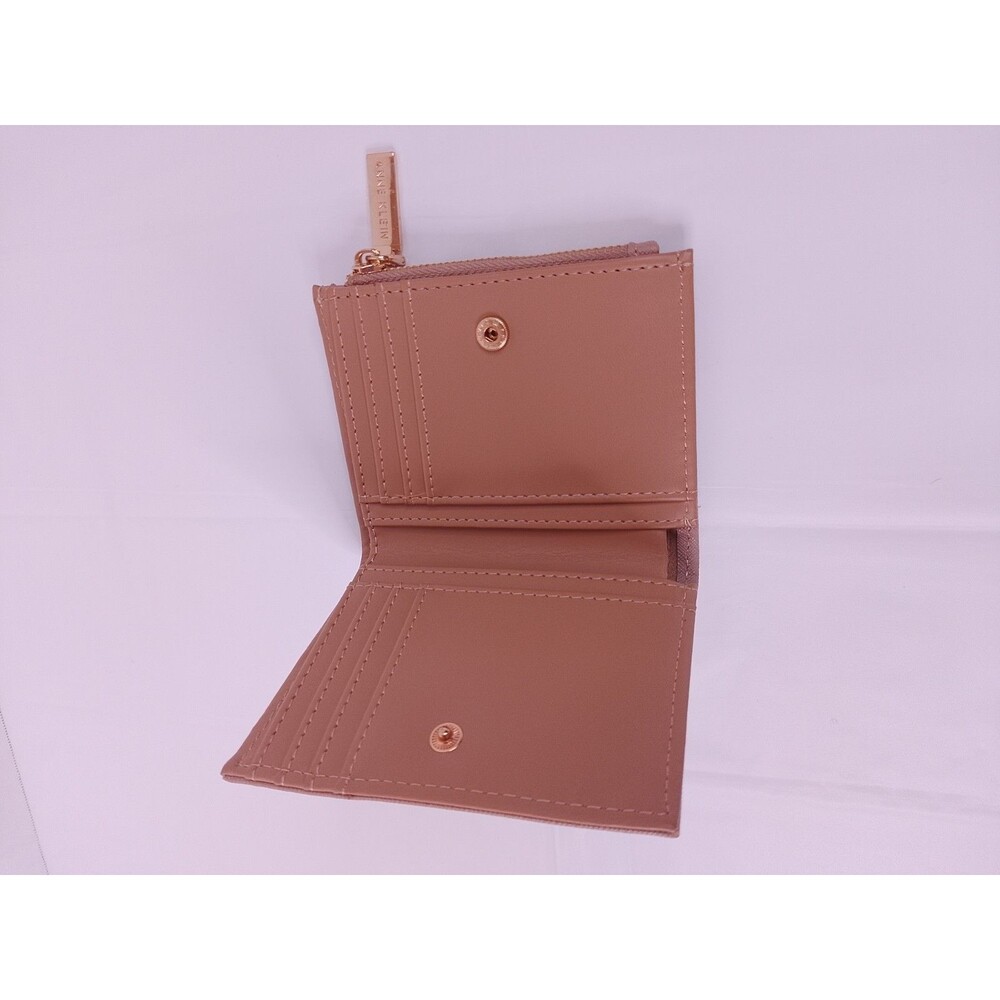 Anne Klein Women’s Small Bifold Wallet Tan Faux Leather Zip - Picture 7 of 11